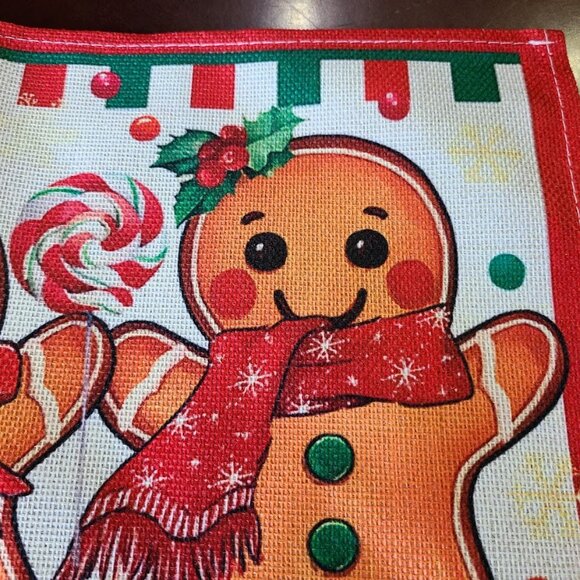 Gingerbread Christmas Placemats Holiday Decor Set 4 Red Xmas Table Decorations - Picture 5 of 8